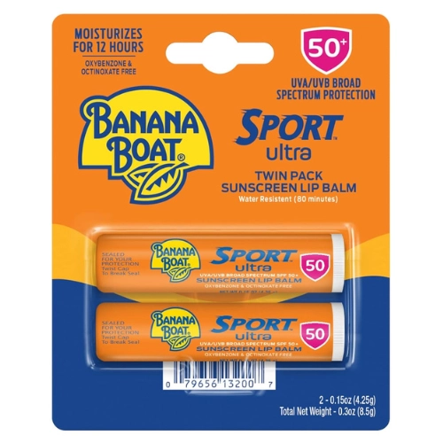 double pack of SPF 50 lip balm tube Banana Boat