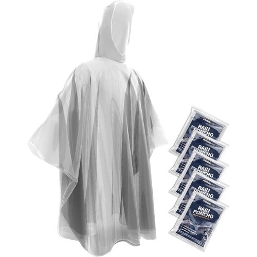 Disposable rain poncho unfolded with multi pack sealed