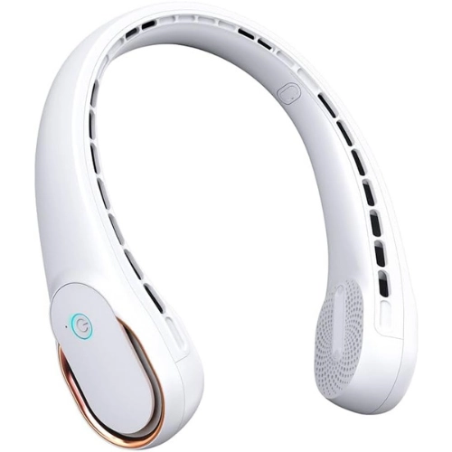 white portable neck fan perfect for hot weather and outdoors