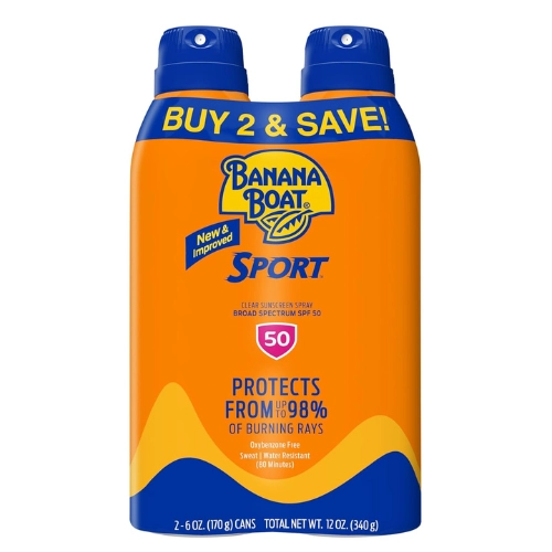 2 pack of banana boat spray 50 SPF sunscreen broad spectrum spray
