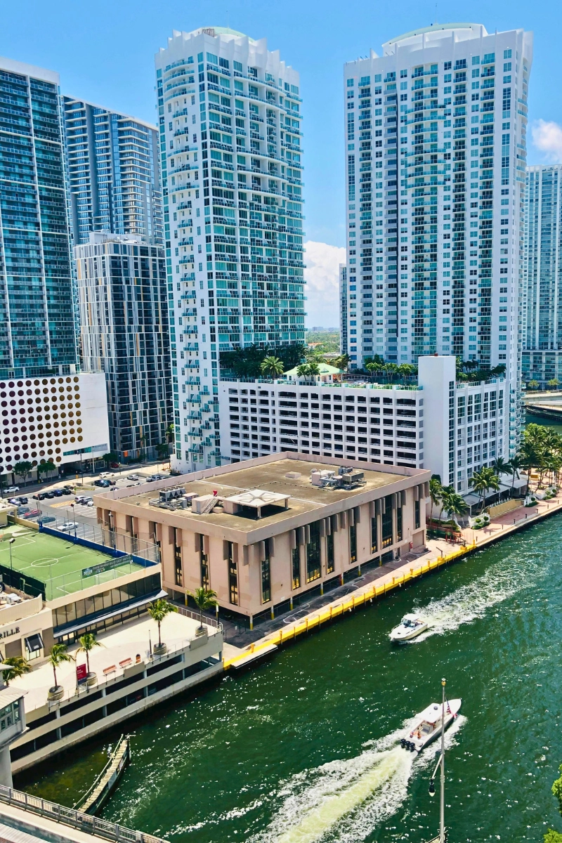 Miami is a top Florida vacation spot with the view from above of the water