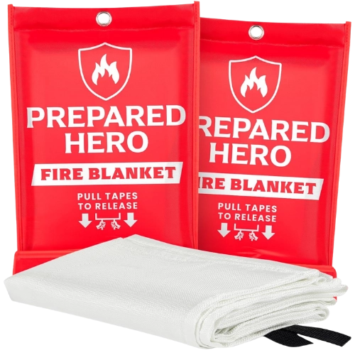 2 packs of Prepared Hero Emergency Fire Blanket Fire Suppression for Kitchen and home