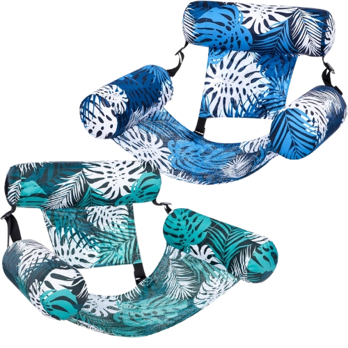 2 pack of blue and green inflatable floats for the pool or the beach in Florida