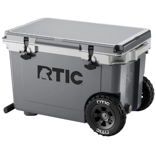 Dark Gray RTIC 52 Quart Ultra Light Wheeled Hard Cooler Insulated Portable Ice Chest Box for Beach