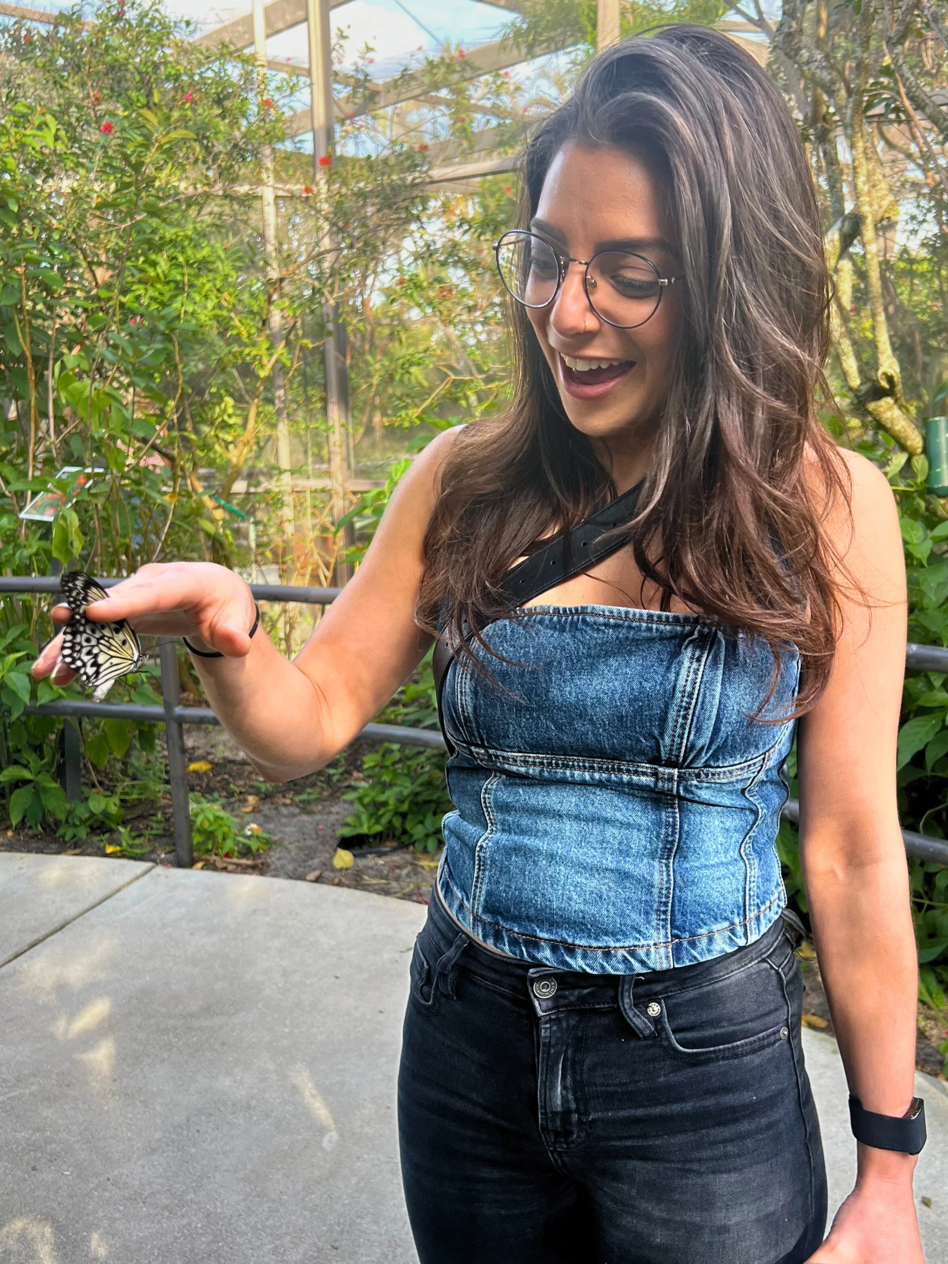 person holding butterfly at Butterfly World South Florida