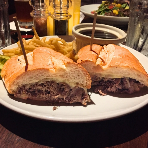 French dip sandwich and fries at Big Bear Brewing Company in Coral Springs Florida