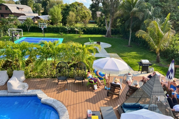 View of Airbnb patio where locals are taking a Florida staycation a unique thing to do in Florida for locals in Fort Lauderdale