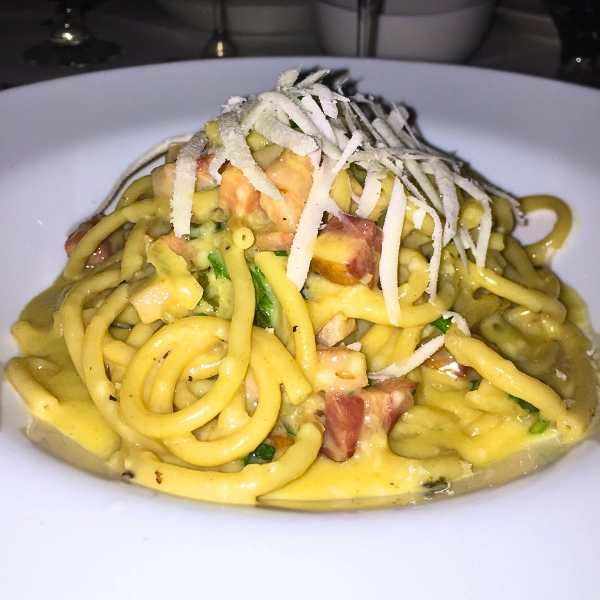 Bucatini carbonara special dish authentic Italian cuisine in Fort Lauderdale at Pasta And