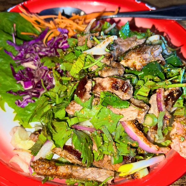 Steak Nam Tok dish at Sen Thai Bistro in Boca Raton Florida