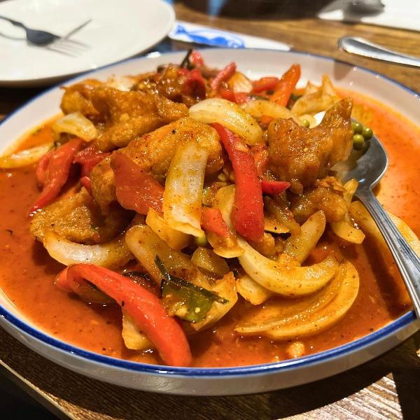 Pad ped pla P3 fish peppers and onion dish at Sen Thai Bistro in Boca Raton Florida