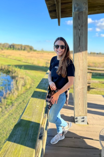 Woman on elevated platform at Loxahatchee National Park in Palm Beach Florida a hidden gem for locals