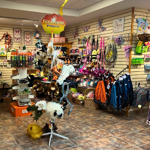 Photo of gift shop items in Butterfly World for souvenirs