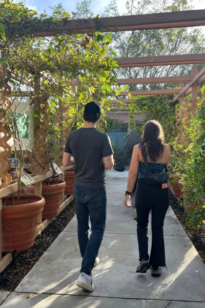 walking through garden maze at Butterfly World Florida