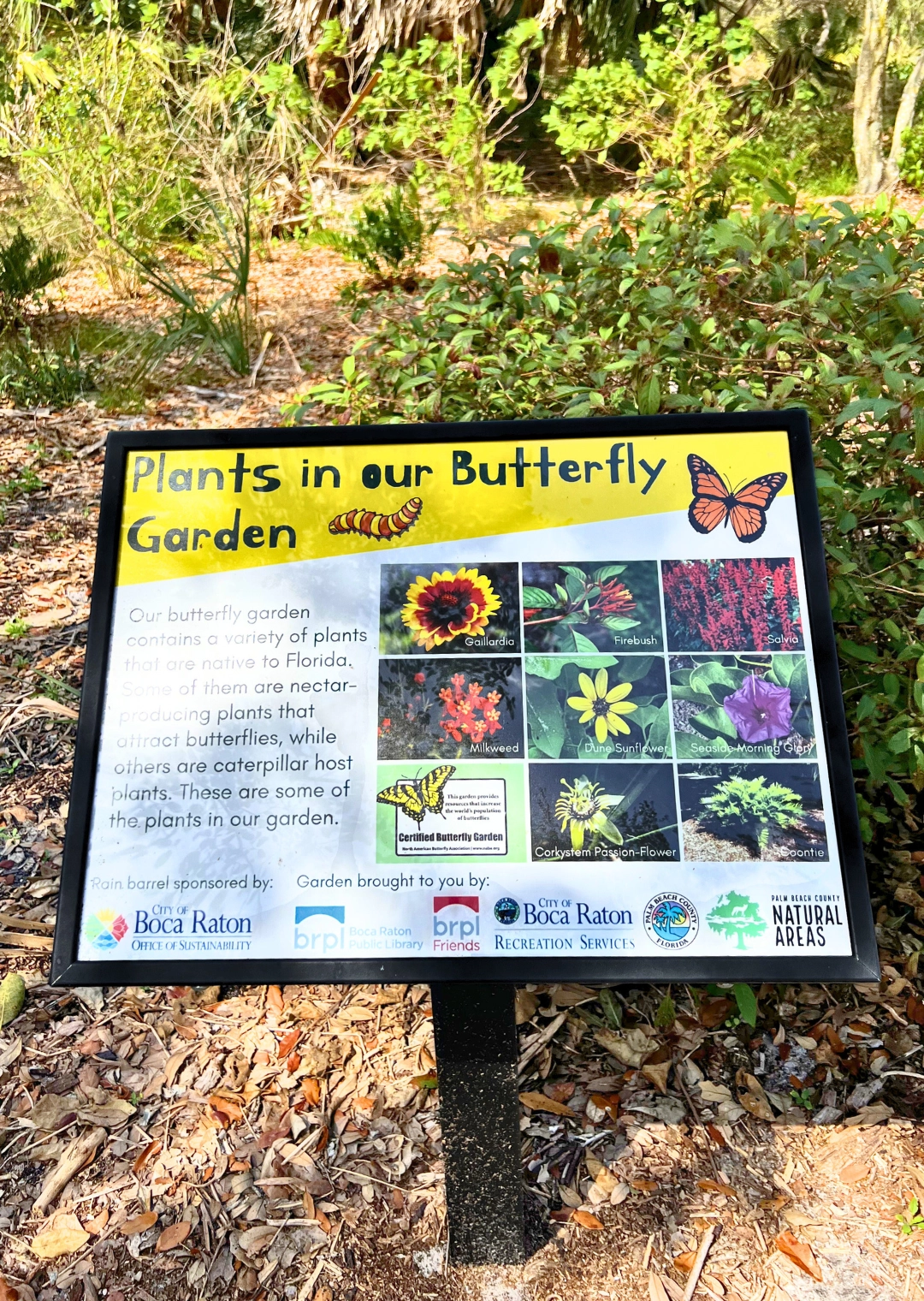 Butterfly Garden and Plant sign at Pondhawk Natural Area Boca Raton