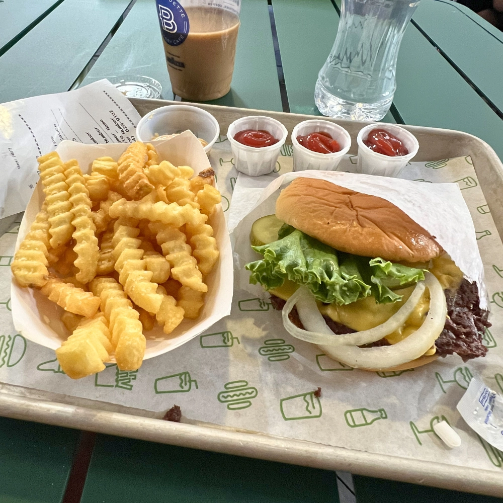 Shake Shack shackburger and fries for Best Burgers near Butterfly World