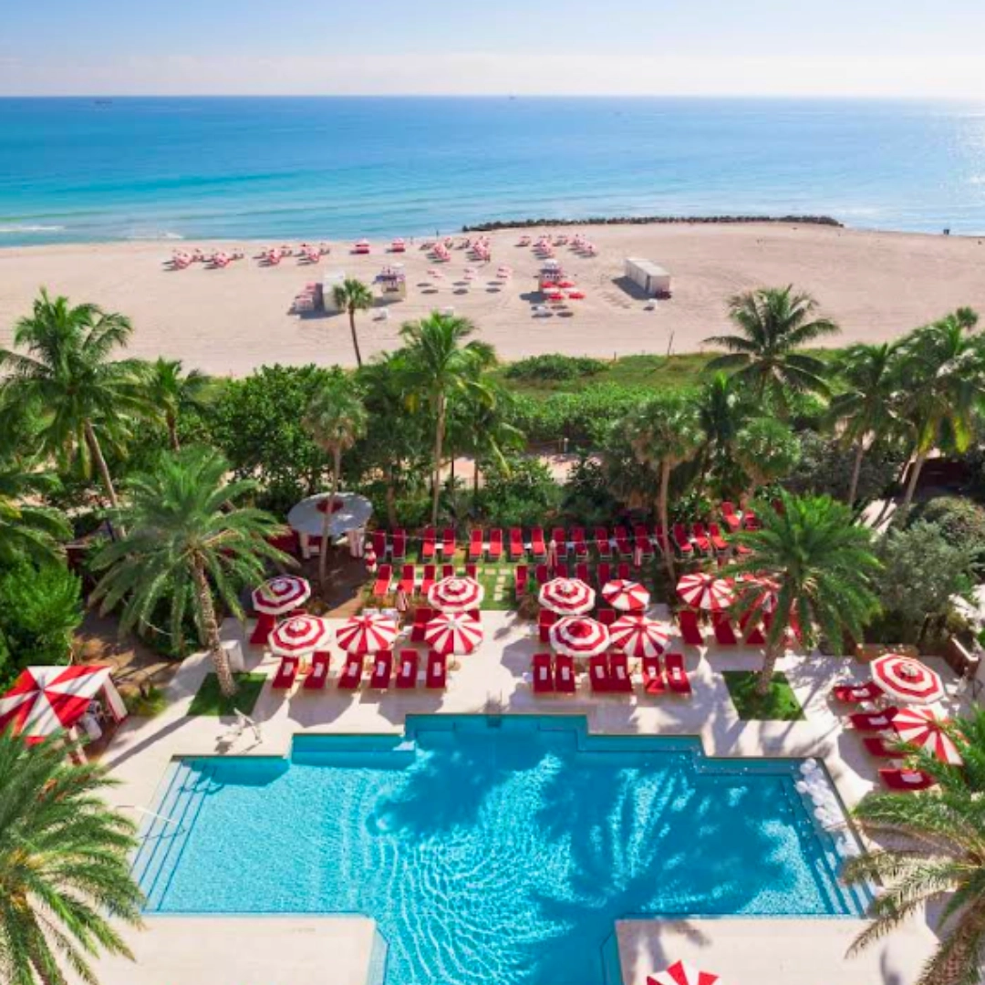An aerial view of the Faena Hotel Miami Beach, one of the best luxury beachfront hotels in Miami