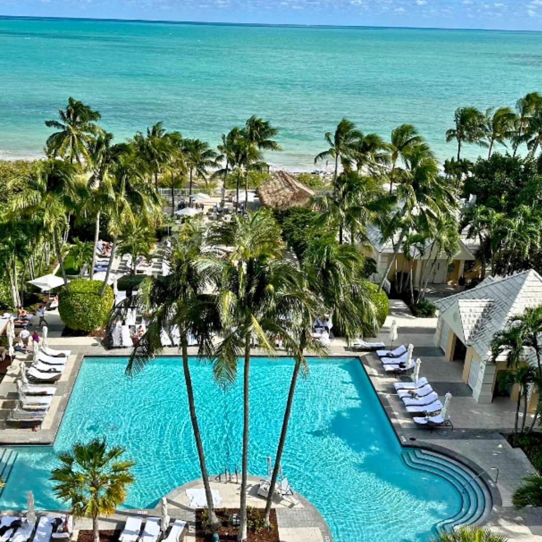 Aerial view of Ritz Carlton Key Biscayne in Miami a beachfront hotel in Miami Florida