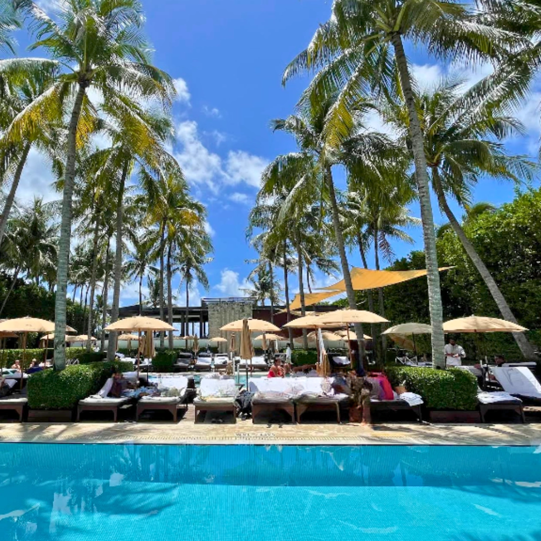 The Setai Hotel in hotel in South Beach Miami Florida view of the pool and beachfront