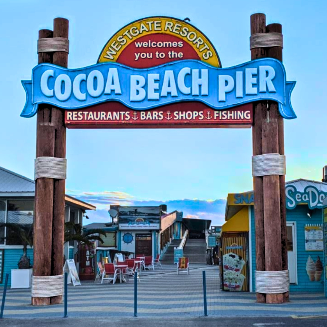 Florida Space Coast cocoa beach pier sign