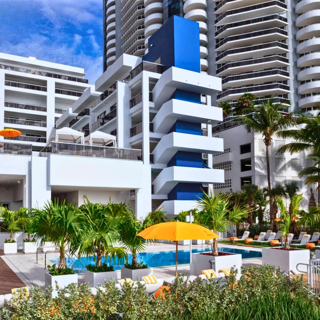Pool and high rises in Miami Florida