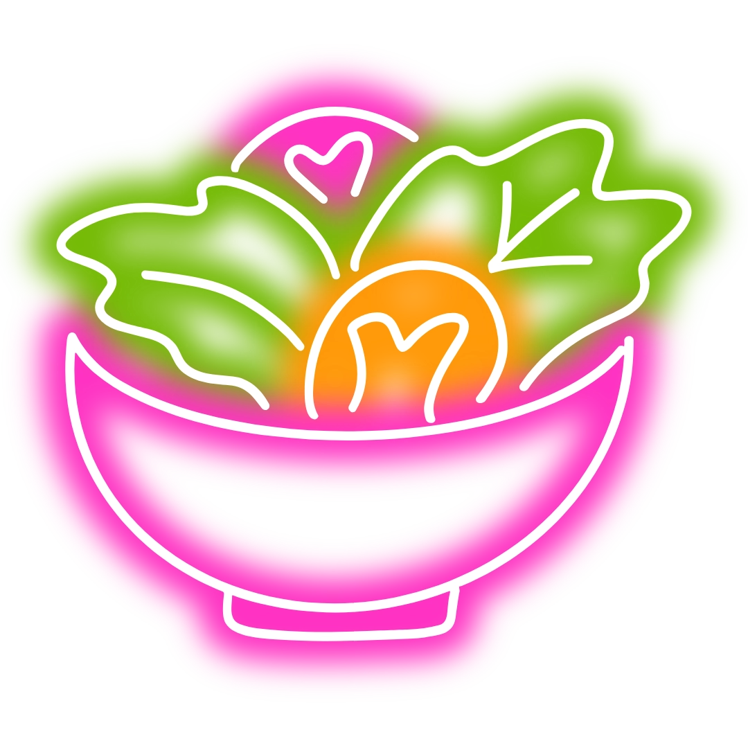 neon bowl of food icon