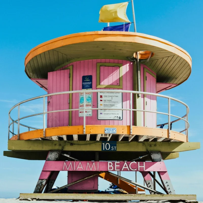 Old school lifeguard stand in Miami Beach is where to go on vacation in Florida