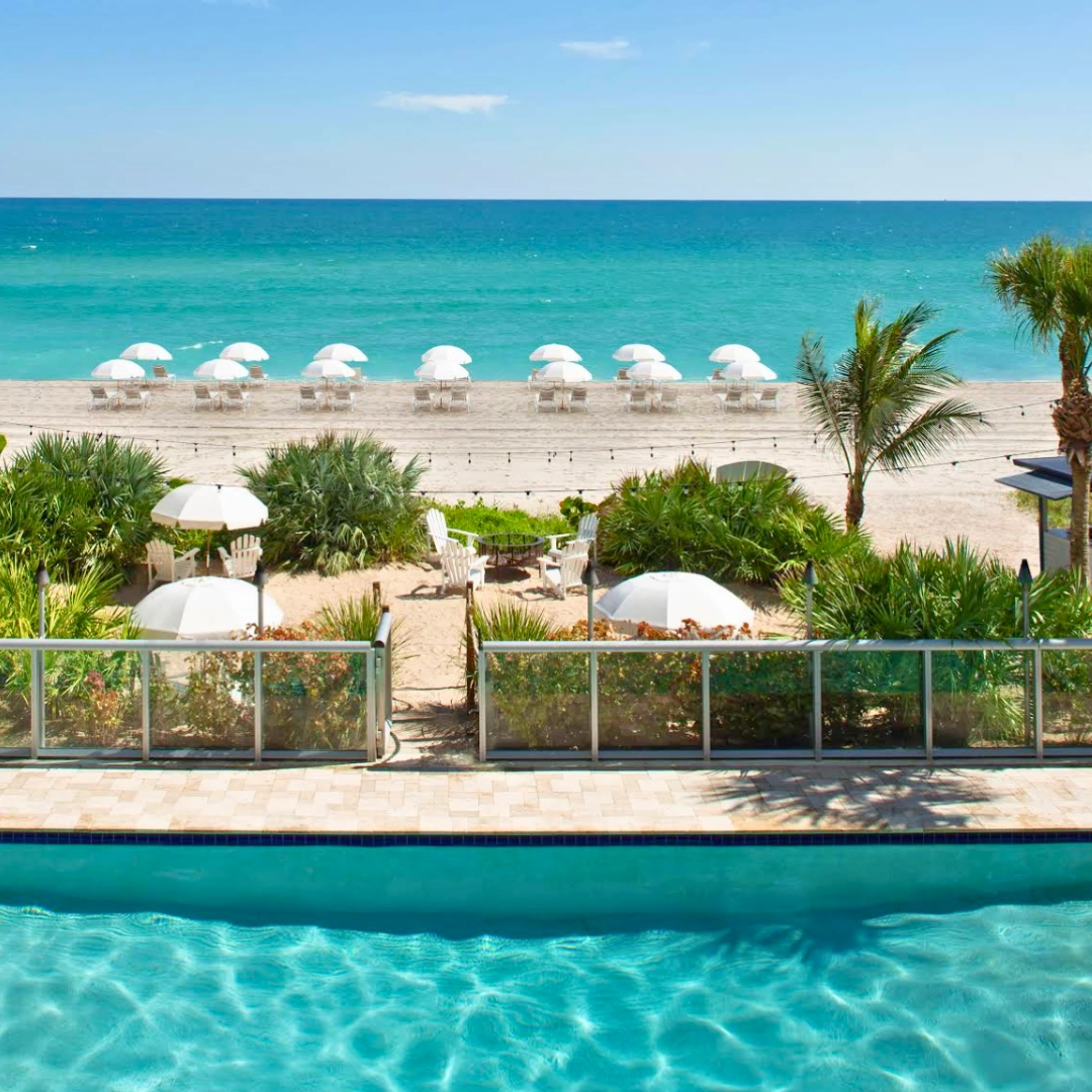View from the pool at Sole Miami Beach hotel in Sunny Isles Florida
